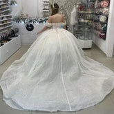Exquisite Off-Shoulder Ball Gown with Lace Applique & Tiered Tulle Ruffles Quinceanera & Formal Evening Gown for Sweet 16